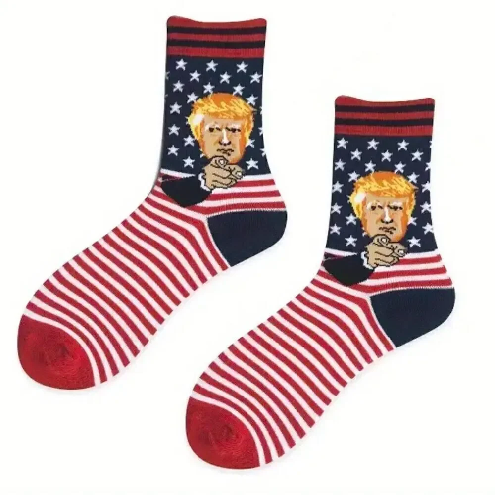 President Donald Trump Unisex Patriotic Novelty Socks Election Gift USA Stripes